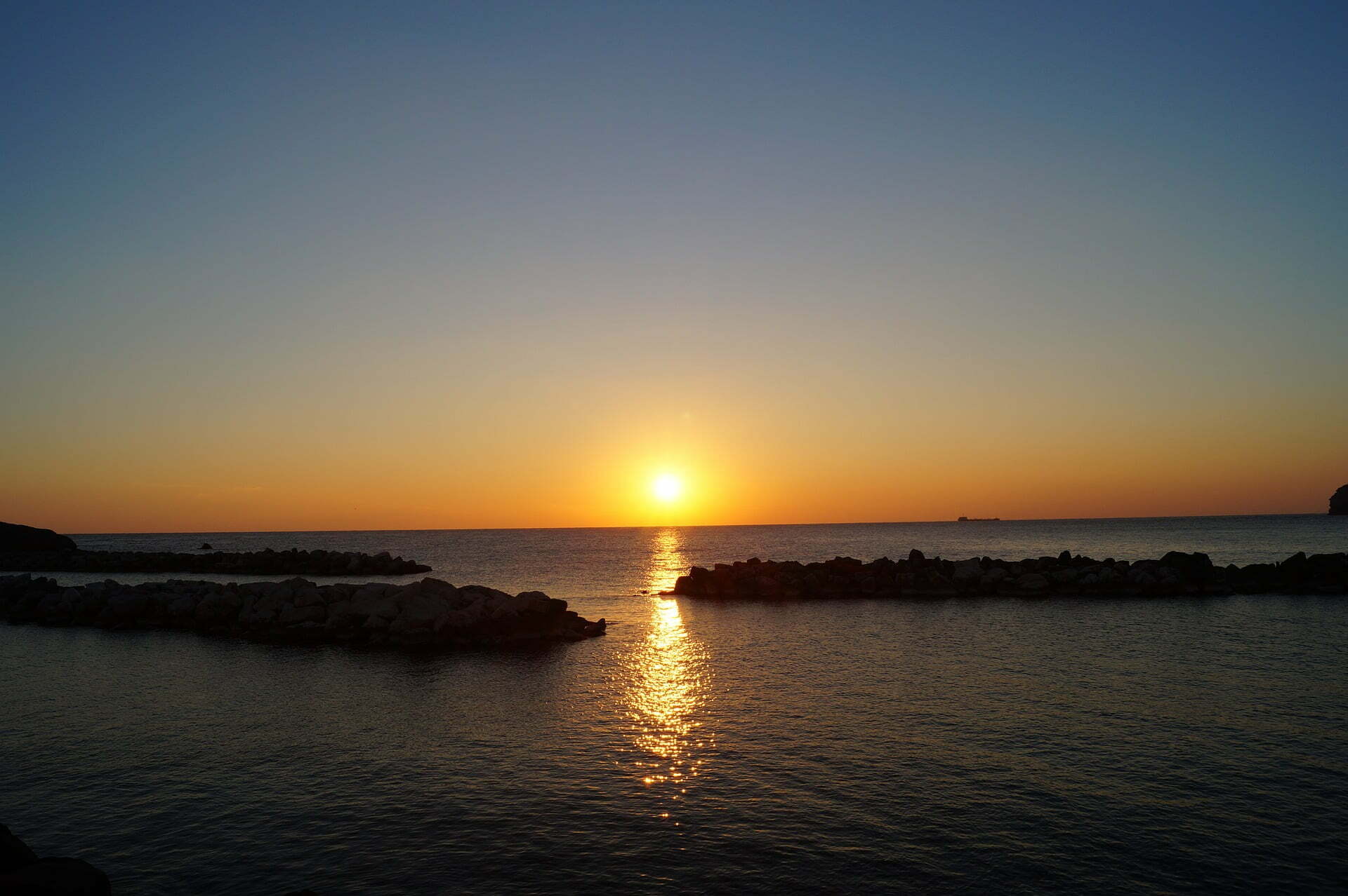 Ischia beach at sunset